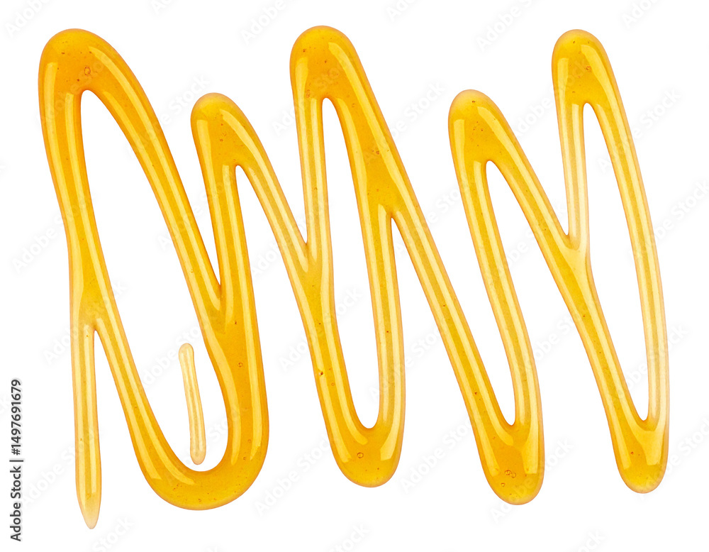 Poster golden, viscous liquid swirls in a zig-zag pattern