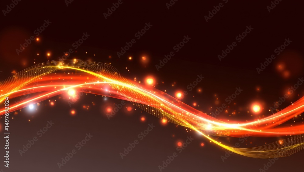 Poster abstract glowing light streaks on dark background, representing innovation and technological advance