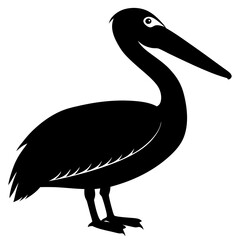 Black Silhouette of a Pelican Bird Icon