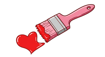 Heart painting with pink brush