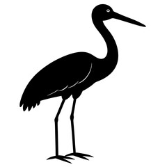 Obraz premium Black Silhouette of a Crane Bird Standing