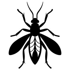 Black Silhouette of a Fly Insect Vector Illustration