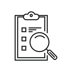 Search document linear icon. Vector file paper and magnifying glass illustration.