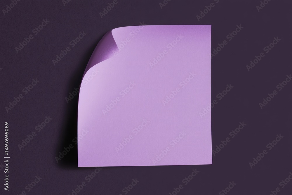 Poster a single purple sheet of paper displays a curled corner, creating an interesting visual texture agai