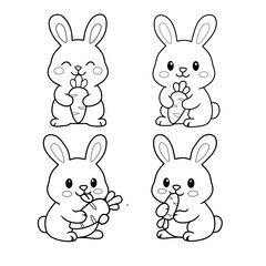 Rabbit illustration, line art design style