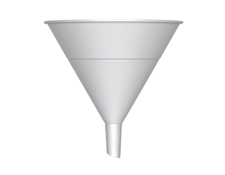 A white plastic funnel with a wide top and narrow spout