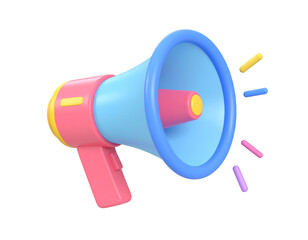 Colorful 3D megaphone, announcing news