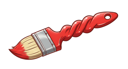Red paint brush with twisted handle