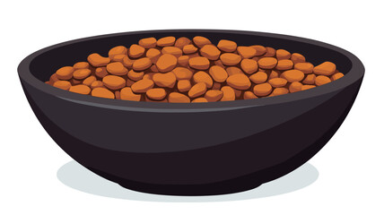 High-angle, close-up studio shot of a dark-colored bowl brimming with roasted orange-toned lentils. The lentils exhibit a slightly glossy texture with individual lentils clearly visible. The bowl.