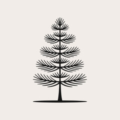Hand drawing a tree pine silhouette vector