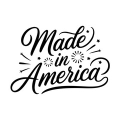 Fototapeta premium Made in America. 4th of July Quotes Vector Design Isolated on White Background