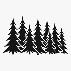 Hand drawing a tree pine silhouette vector