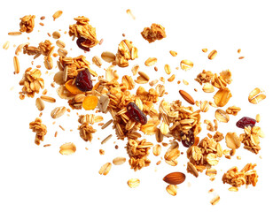 Flying granola pieces
