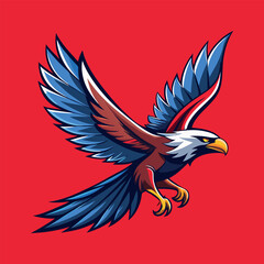 Fototapeta premium Eagle flying vector flat color mascot design style illustration,