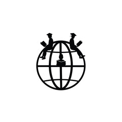 silhouette of global education on white background