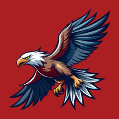 Fototapeta premium Eagle flying vector flat color mascot design style illustration,
