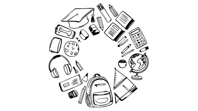 Back to School Supplies Circular Design Element