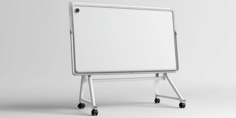 Fototapeta premium Modern whiteboard on wheels, perfect for presentations and brainstorming sessions.