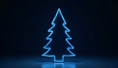 Neon Outline of a Christmas Tree