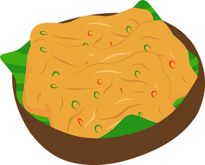 Tempe Mendoan Illustration, Served on Banana Leaf, Indonesian Traditional Snacks Vector – Flat Food Illustration