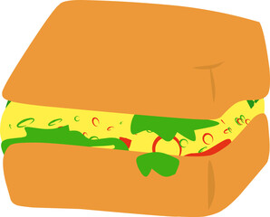 Square Sandwich Illustration with Filling