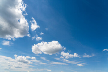 A natural background for graphics of blue sky and white clouds on a sunny day.