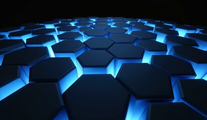Obraz premium Hexagonal Grid with Blue Illumination
