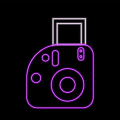 Instant photo camera in neon effect