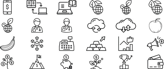 Set of kitchen utensils vector icon symbol illustration