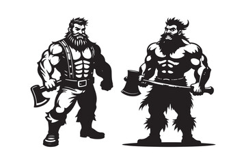 Viking Warrior Silhouette Art Design