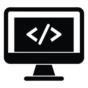 Software Developer element isolated monitor with code on screen on white background