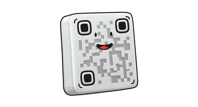 Cartoon QR Code with Face Illustration