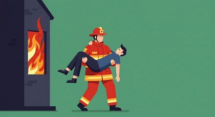 Firefighter Carrying Person Rescued From Burning Building