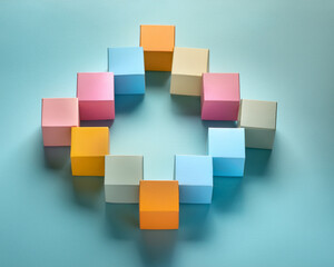 Obraz premium Abstract colorful 3D toy block cubes background illustration