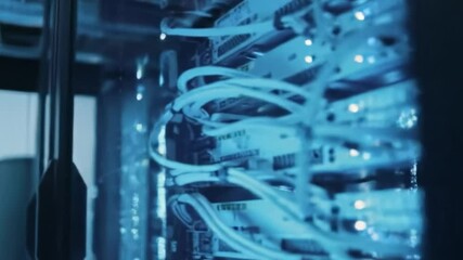 Explore the inner workings of a state-of-the-art data center packed with cutting-edge servers and networking equipment. Witness the intricate design and functionality of this technology hub.