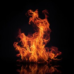 Vivid Flame: Intense Fire on Black Background