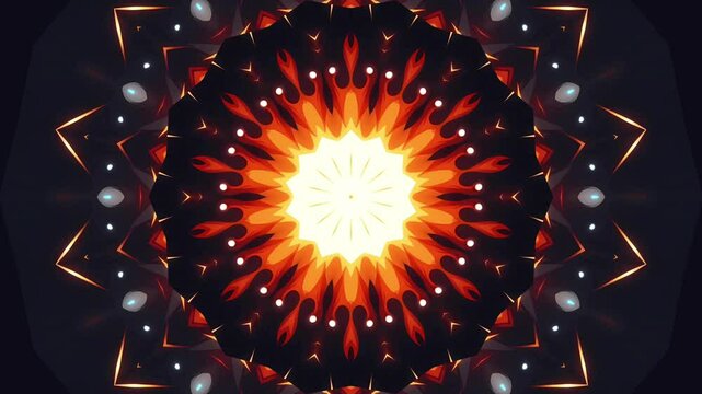 Cosmic Sunburst Animation. Hypnotic kaleidoscope of stars and light, creating an ethereal background for spiritual or artistic content