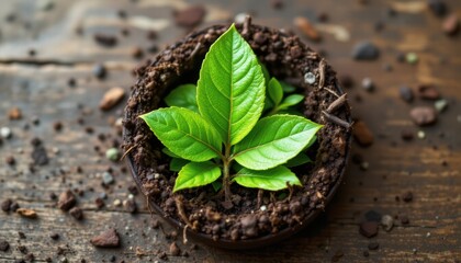 leaves in eco friendly earth shape world environment day and earth day theme subject on left, copy space on right optimize for photo use avoid trademarks, specific names