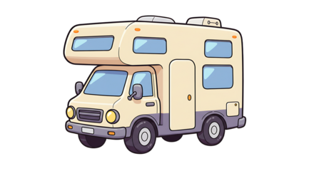 Camper Illustration Cartoon RV Recreational Vehicle