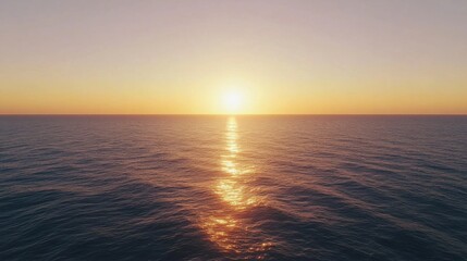 Obraz premium Serene sunset over the tranquil ocean.