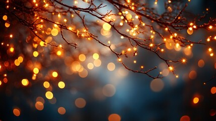 Warm winter lights on bare branches