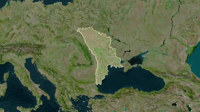 Moldova map - extract. Border. Satellite  map