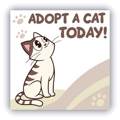 Adopt, don't shop! Creative square banner template. Naive illustration with young woman, who hugging her adopted dog with big heart on background. Flat style. Kawaii clip art with french bulldog.