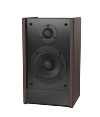 Fototapeta premium Audio bookshelf speaker or speakers front view. Front of music audio speaker on transparent background. 