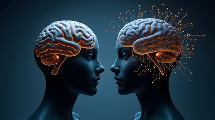 Obraz premium The human brain is divided into two parts