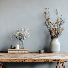Elegant Vases on Wooden Table