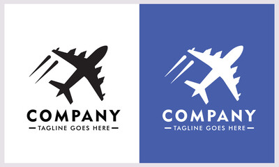 Airplane Logo vector illustration with elegant white and blue background for business and other needs