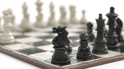 Close up of a Weathered Game Board with Fantasy Creature Piece