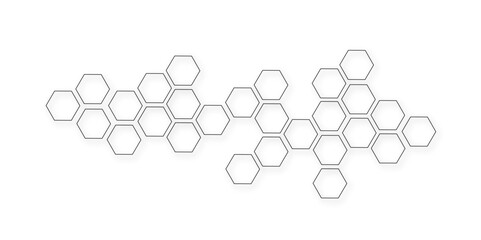 Modern and seamless pattern in design with hexagonal molecular structures in technology background.Abstract background with hexagons and geometric pattern in honeycombs design in illustration.	