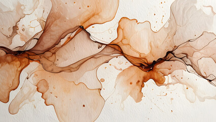 Abstract brown and beige alcohol ink painting